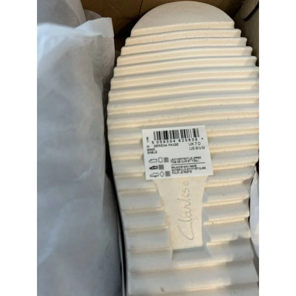 Clarks Serena Paige Espadrille Slip-on Loafers Sand &‎ White Striped 9.5 M NEW